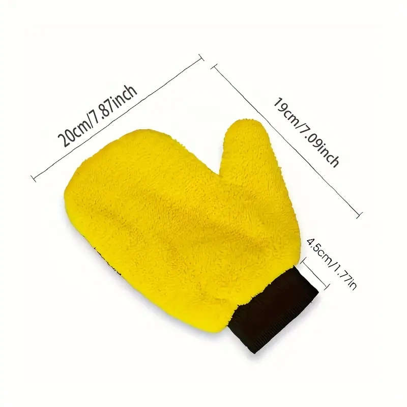 1pc Double-Sided Coral Thread Car Wash Gloves Polyester Chenille Wipe Towel Paint-Free Waterproof Th