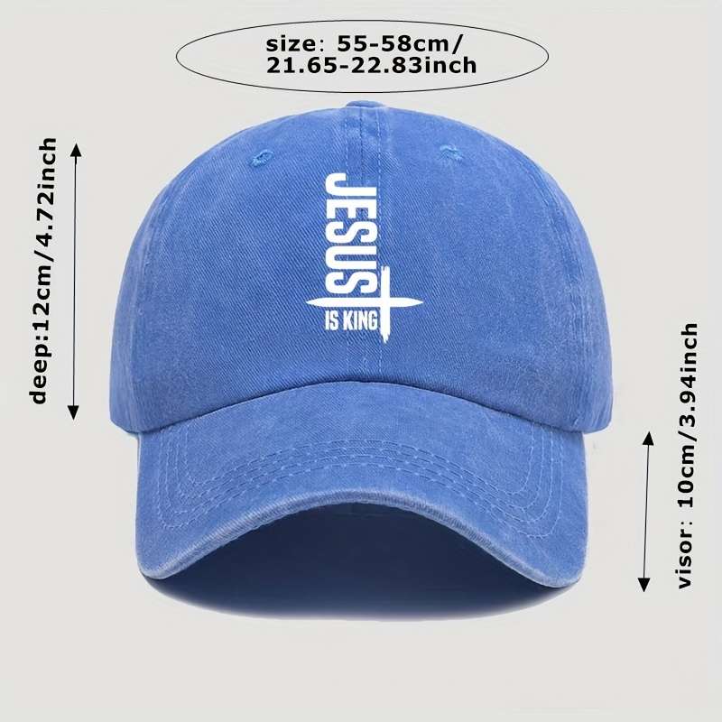 Jesus Is King Print Unisex Baseball Cap 100% Cotton Washed Denim Adjustable Dad Hat With Lightw
