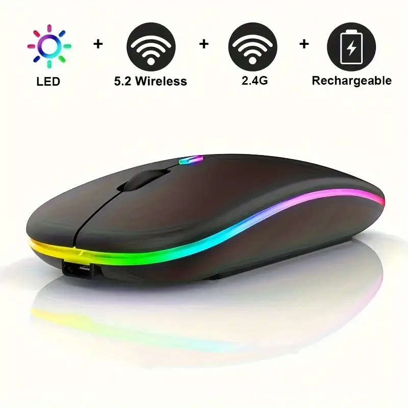 1pc Wireless Mouse Dual-Mode Mouse Rechargeable Mouse Comfortable Touch Ergonomic Design Gaming Mous