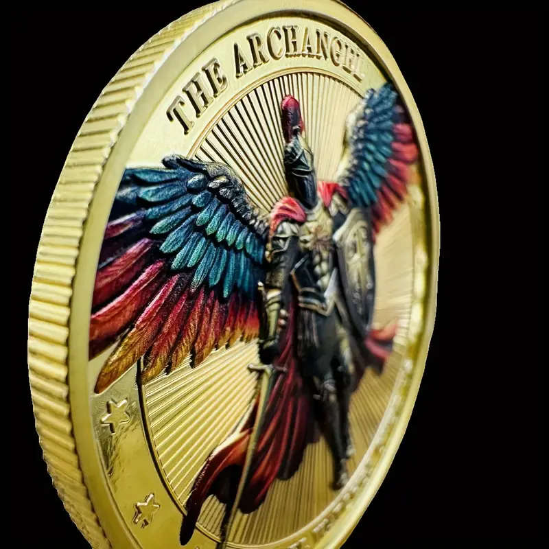 Three-dimensional Painted Armor Archangel Commemorative Coin 40MM