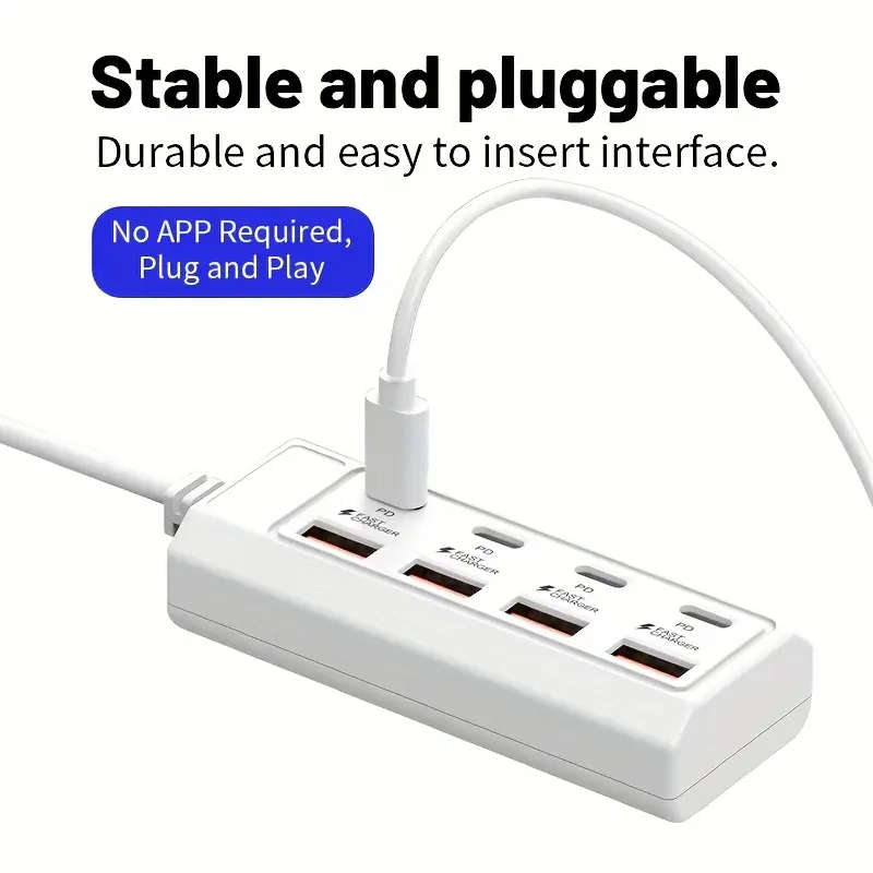 8-Port Usb To 4 Usb + 4 Type-C 25W Hub