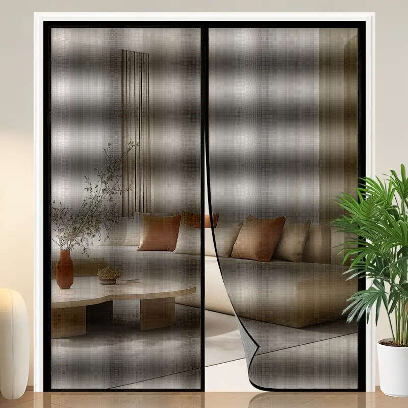 Large Black Insect-Proof Mesh Door Curtain