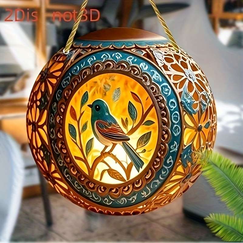 2D Flat Bohemian Style Vintage Acrylic Lantern 20.32X20.32 Cm Clear Round Hanging L
