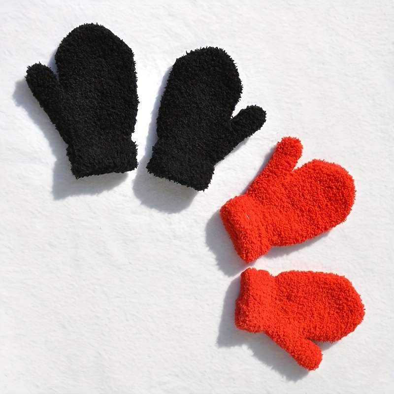 1 Pair Black Warm Gloves