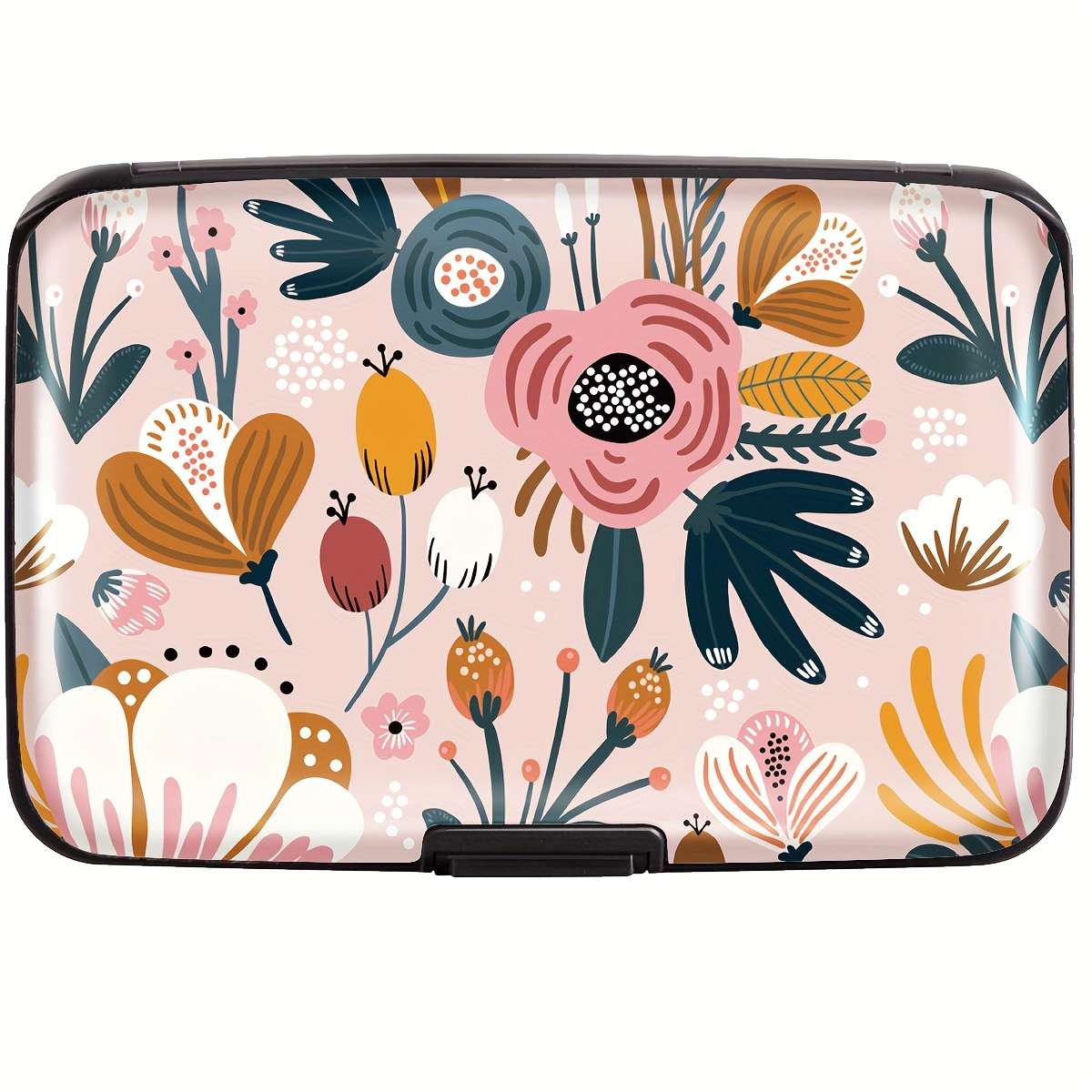 Tropical Floral Hard Shell Credit Card Wallet C Compact Rfid Blocking Design