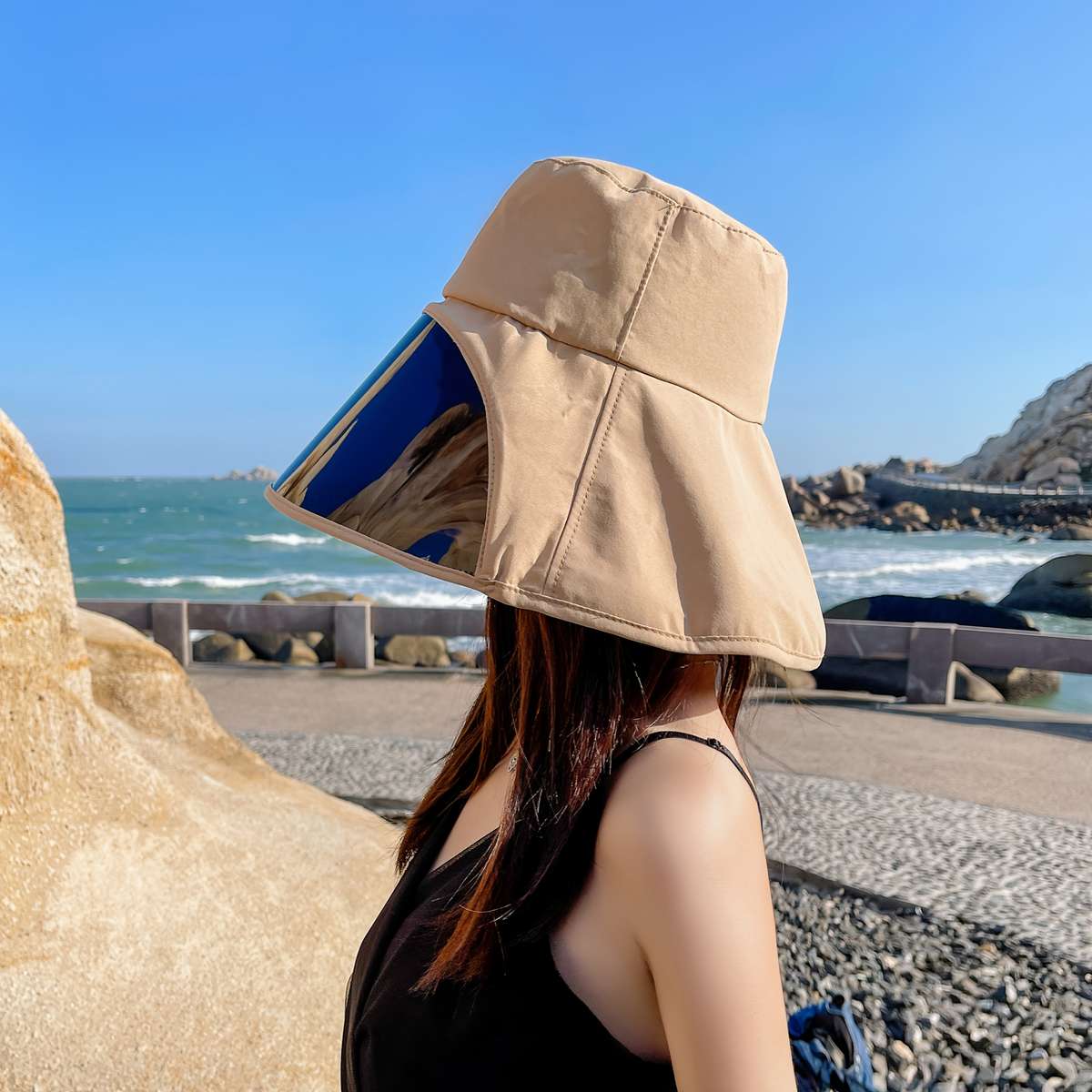 Women'S Lightweight Breathable Sun Hat with Extended Brim and Face Shade Perfect for Cycling
