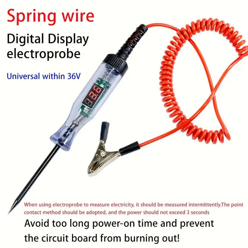 1pc Automotive Diagnostic Test Pen with Digital Display Long Probe DC Voltage Tester for Cars Trucks