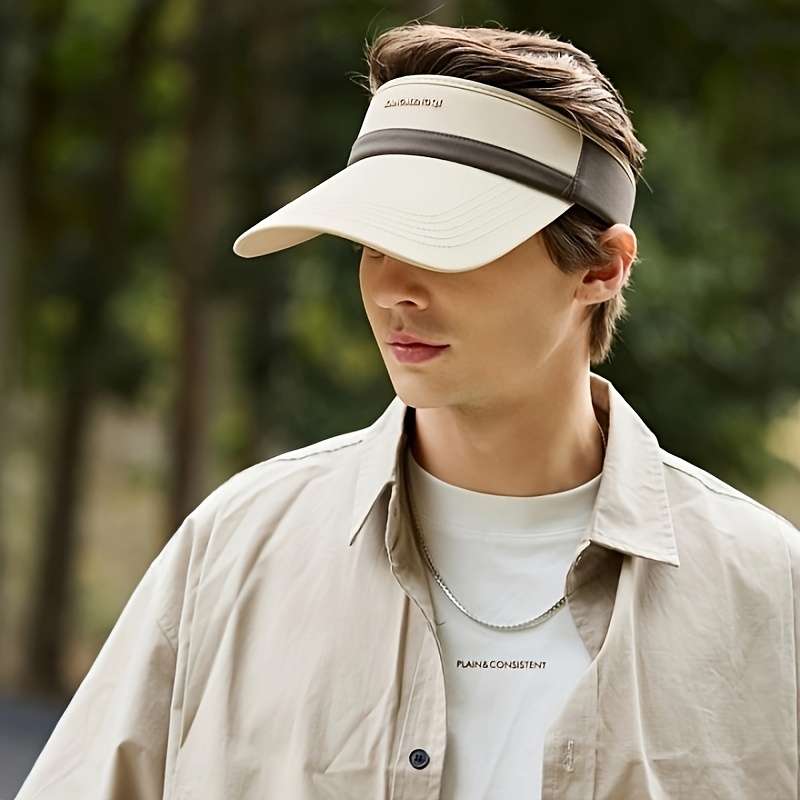 Unisex Adjustable Sun Visor Hat With Breathable Design Black White Striped Open-Top Cap For