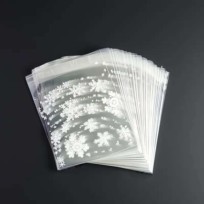 100 Transparent Snowflake Christmas Print Gift Bags