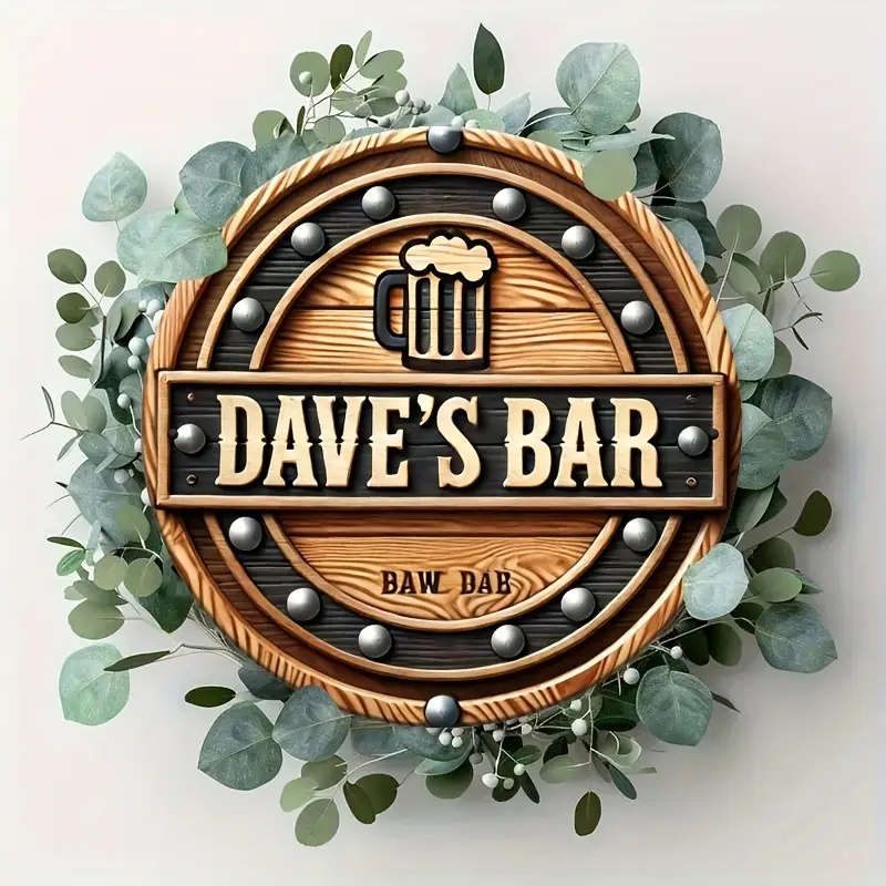 1pc Dave Bar Wooden Sign Retro Metal Circular Aluminum Painting 7.8X7.8inch 2D Made of Aluminum for