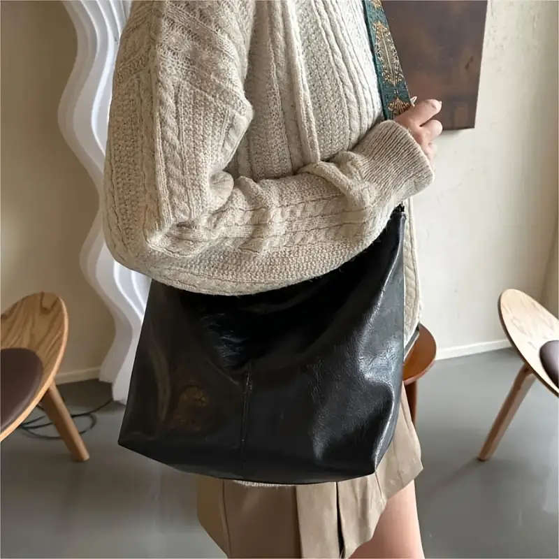 Boho Large Capacity Women's Shoulder Bag, Wide Strap Crossbody