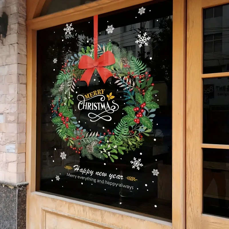 Christmas Window Decorations Static Window Stickers With Merry Christmas Text