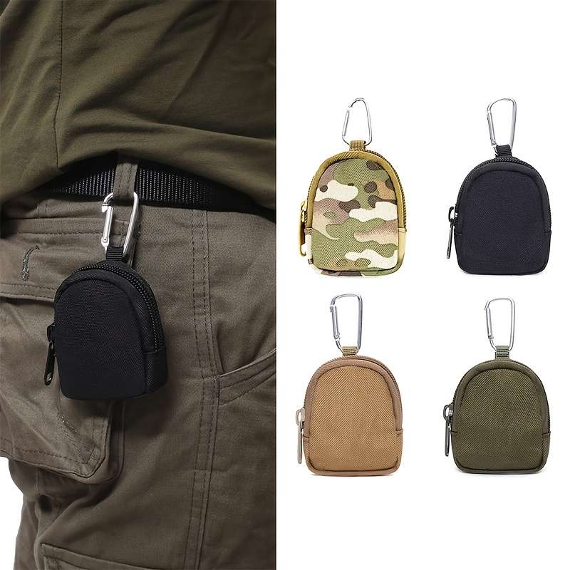 Durable Nylon Mini Wallet With Zipper Versatile Coin Purse Wireless Earbud Key Holder In B