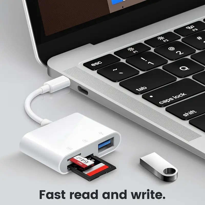 High-Speed 3-in-1 USB-C SD Card Reader