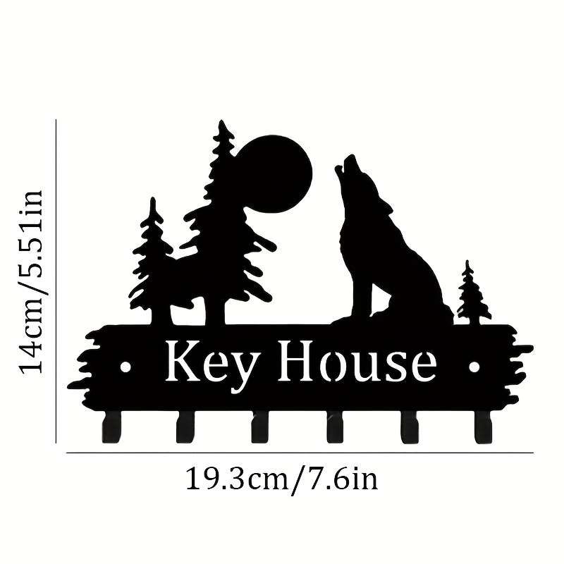 From 1pc Forest and Wolf Metal Decorative Key Hook Keychain Rack Door Back Wall Garage Key Hook De