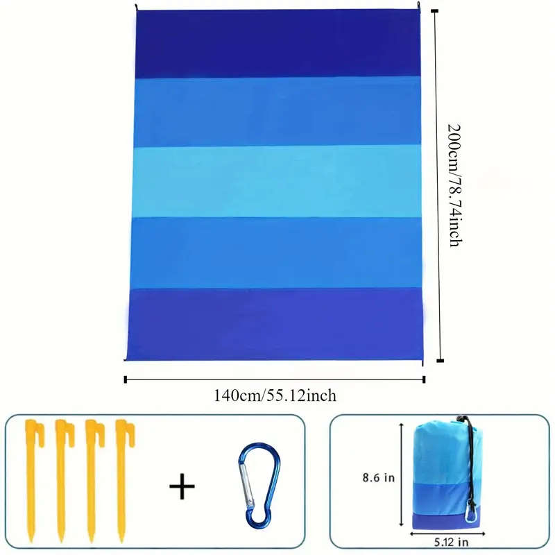 1pc Pocket Picnic Mat Size 140x200cm Portable Foldable Waterproof Moisture-proof Mat Polyester Plaid