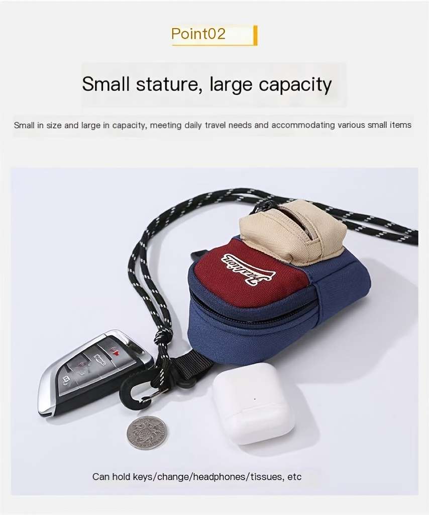 Fashion Oxford Mini Crossbody Bag Geometric-Patterned Lightweight Foldable Adjustable Stra