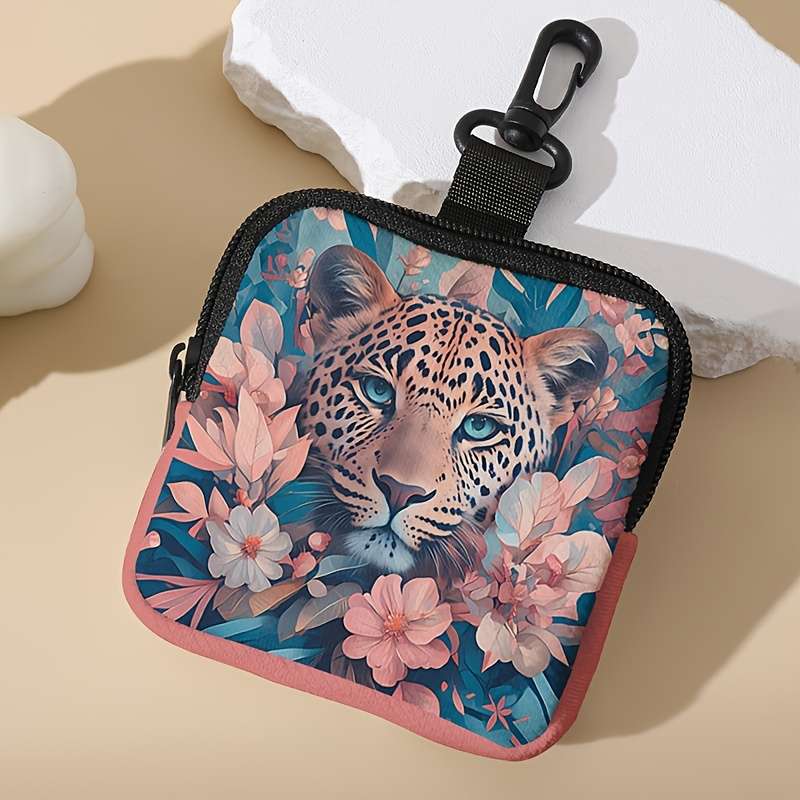 1pc 1pc Cartoon Flower Leopard Pattern Mini Multi-Functional Coin Wallet Simple Large Capacity De