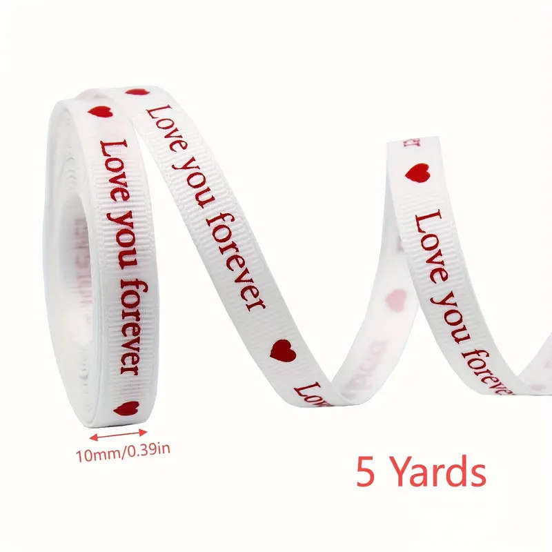 10mm Heart-Shaped Pattern Printed Satin Ribbon Craft Ribbon
