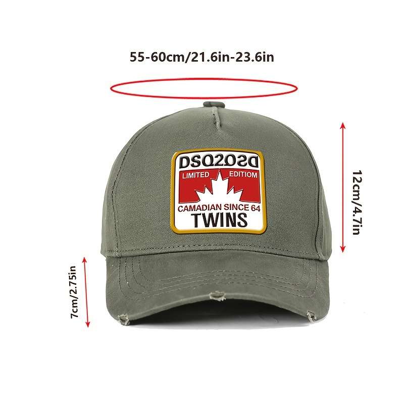 F108 Limited Edition Distressed Cotton Baseball Cap Twins Design Hand Wash Only Stretch