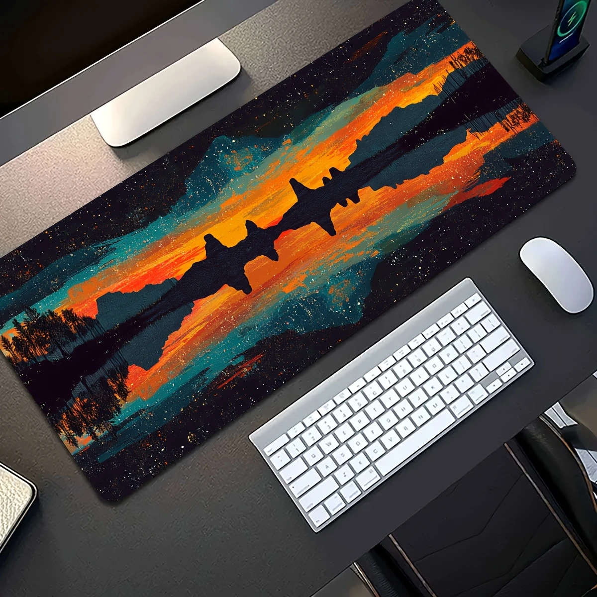 1pc 30x80cm Abstract Mountain and Starry Sky Gaming Mouse Pad