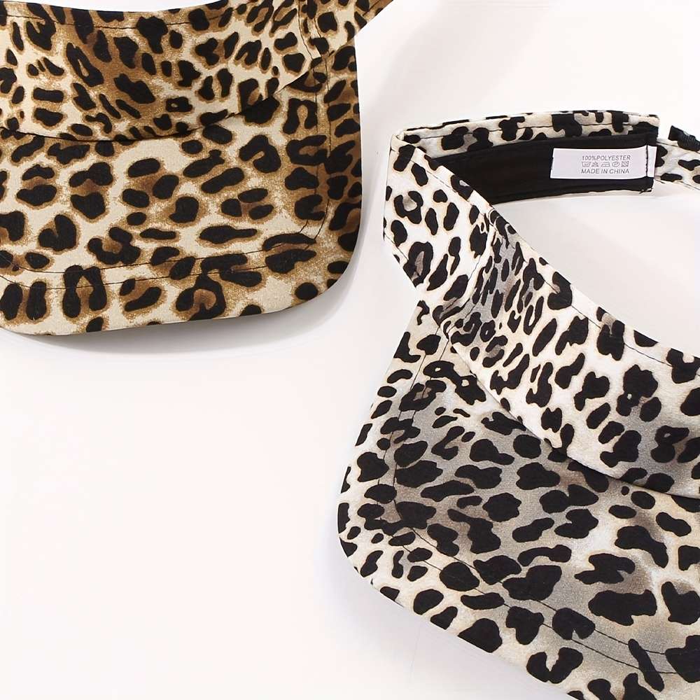 1pc Unisex Leopard Print Sun Visor Hat Adjustable Baseball Cap Empty Top Golf Tennis Visors For Out
