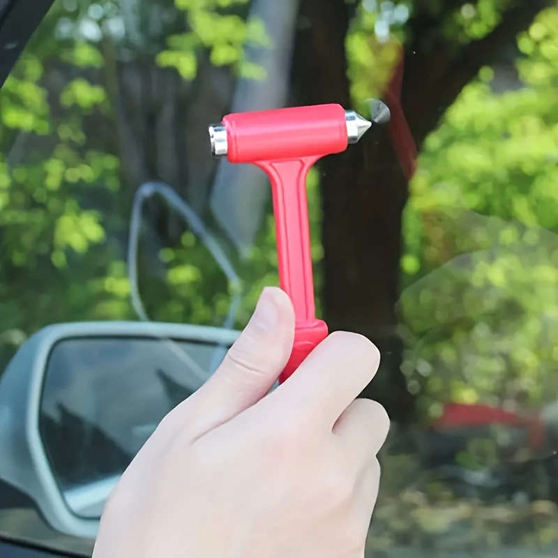 1Pc 2In1 Mini Hammer Durable Ready To Use Firefighter Approved Red