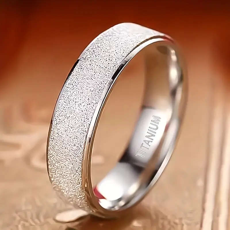 Titamium Mens Stylish 6 mm Wide Ring with Sparkling Crystals