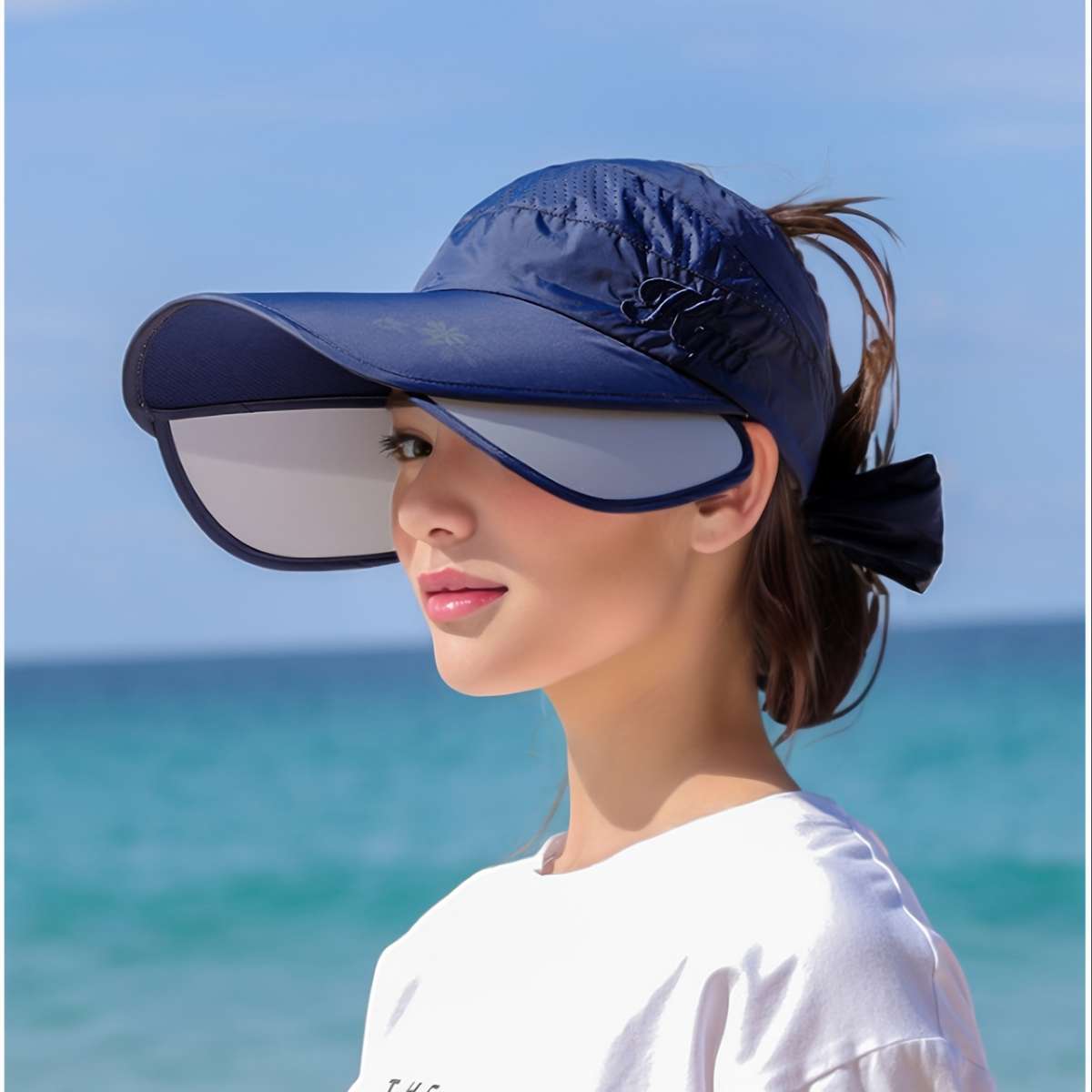 1pc Women's Adjustable Sun Visor Baseball Cap UPF Sun Protection Breathable Mesh Back Wide Brim