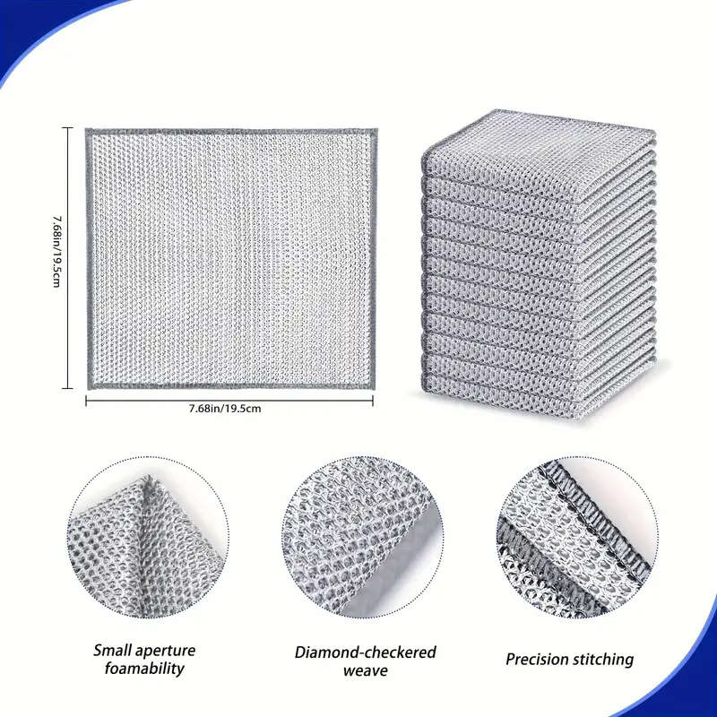 8pc Miracle Cleaning Cloths Super Durable Mesh Microfiber Square Low Lint Knit Fabric Space Theme