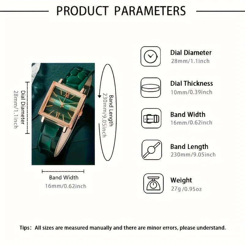 5Pcs Set Green Quartz Watches Necklace