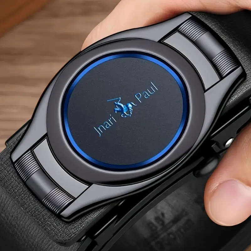 Genuine Leather Automatic Buckle Belt Blue