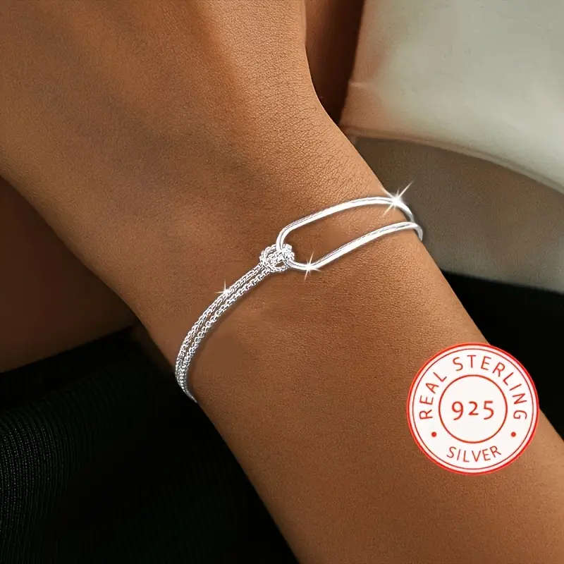 925 Silver Elegant New Minimalist Geometric Collage Bracelet