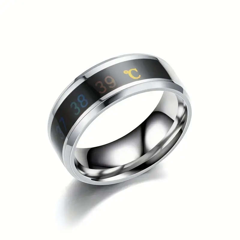 Smart Temperature-Sensing Color-Changing Stainless Steel Ring for Men