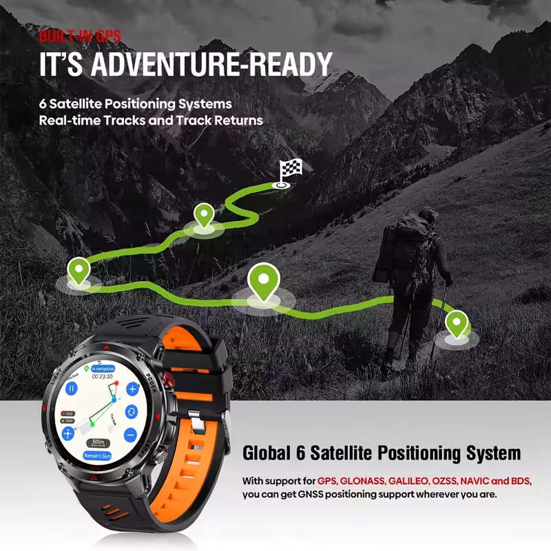 GPS Stainless Steel Sports Watch