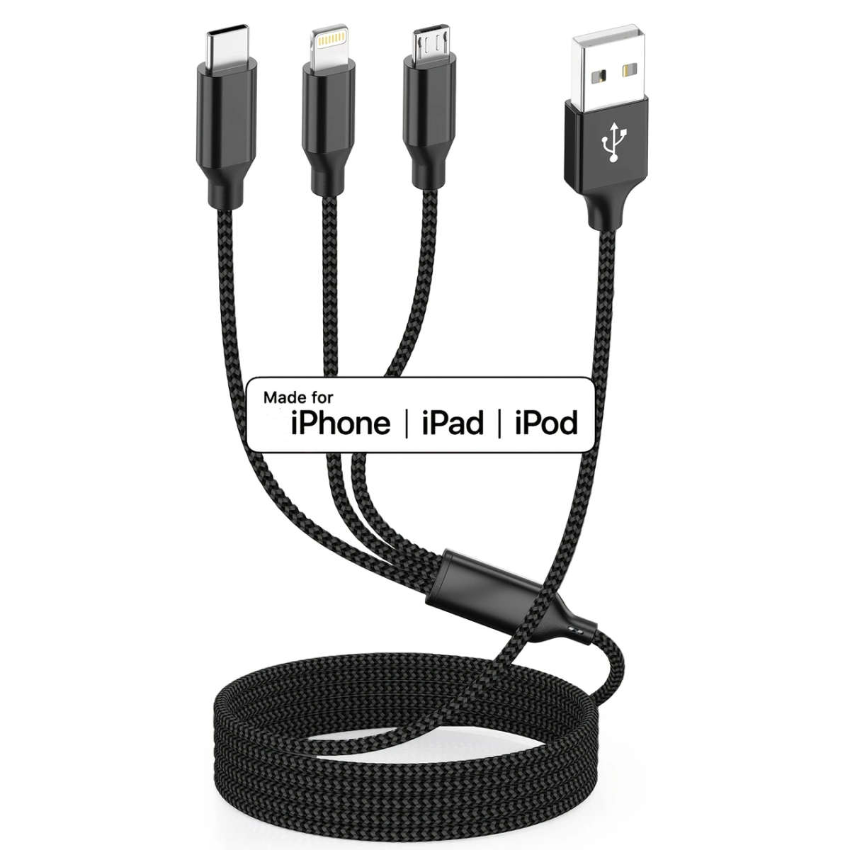 1pc 3in1 Fast Charging USB Cable For IPhone For SamSung Type-C Micro USB Devices For IPhone 14/13/12