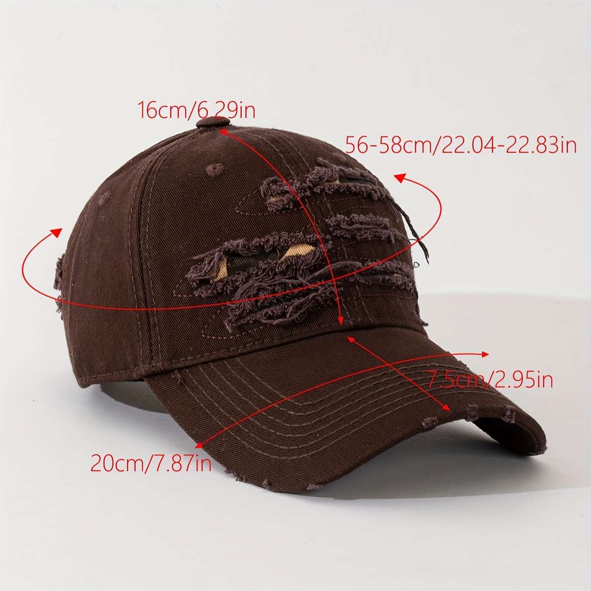 Embroidered Distressed Cotton Baseball Cap Sun Protection Frayed Dad Hat With Embroidery Ad