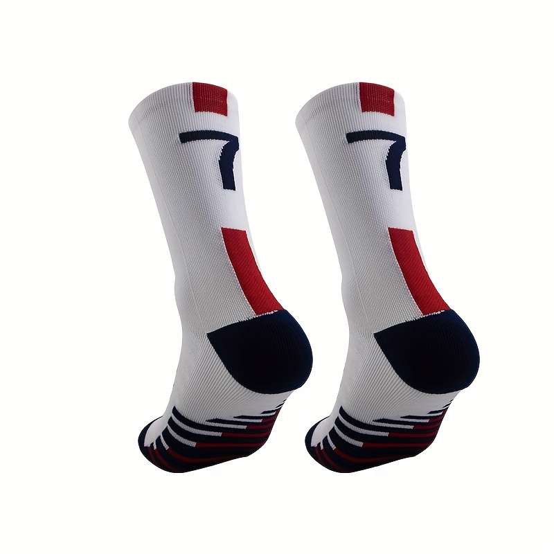 1 Pair White Red 7  Socks