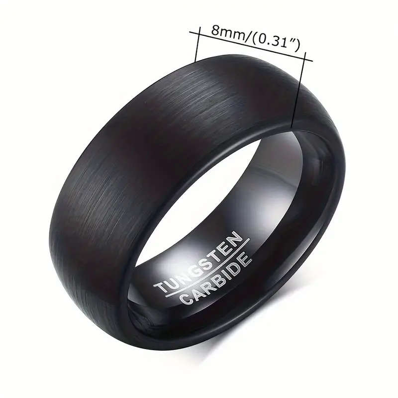 8mm Wide Matte Black Ring - Tungsten