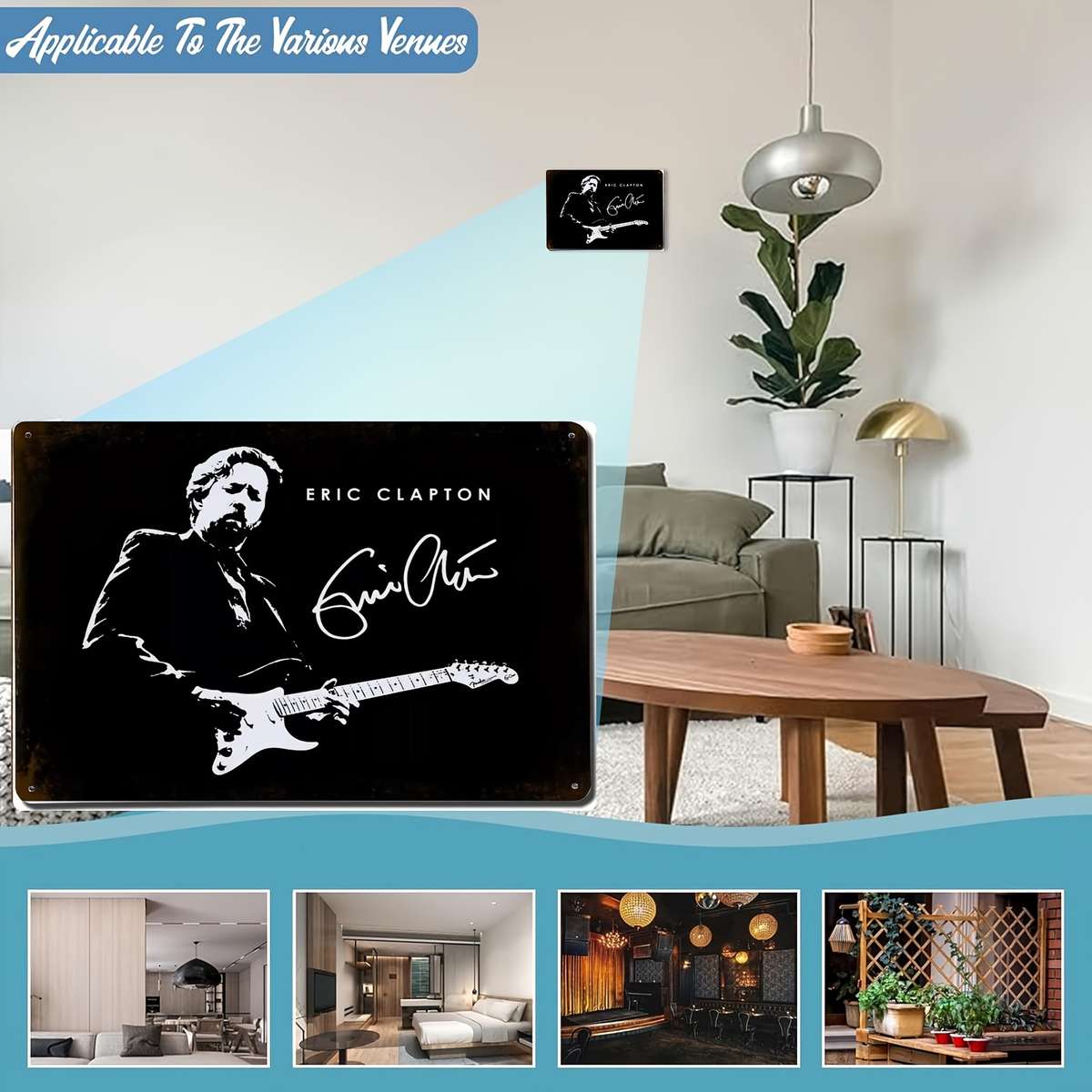 Eric Clapton Guitar Metal Tin Sign 20.32X30.48Cm Decorative Wall Art Home Decor Multipu