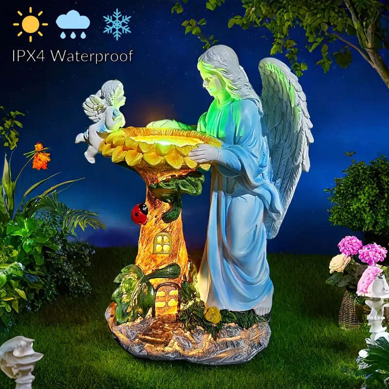 1 x Solar Angel Statue with Color Changing LED