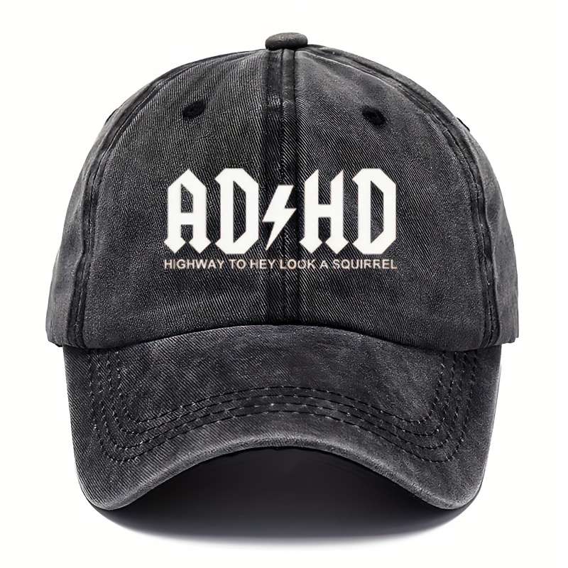 Funky Distressed Moisture-Wicking Adjustable Duckbill Hat Ad+Hd Print Cotton Baseball Cap For