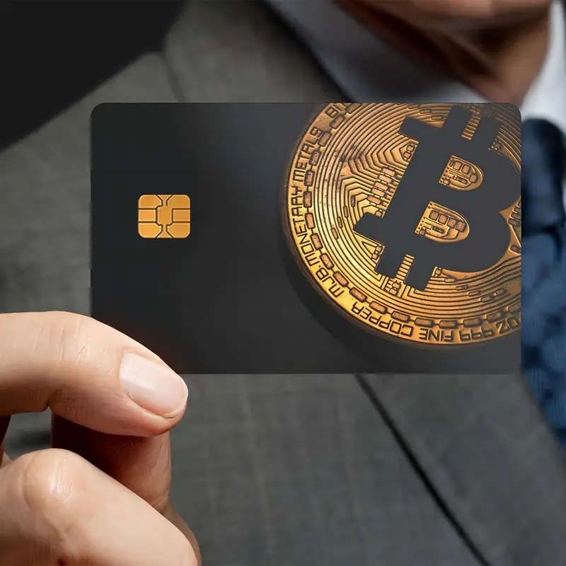 4 Piece Removable PVC Card Protectors with Bitcoin Design, Anti-Scratch