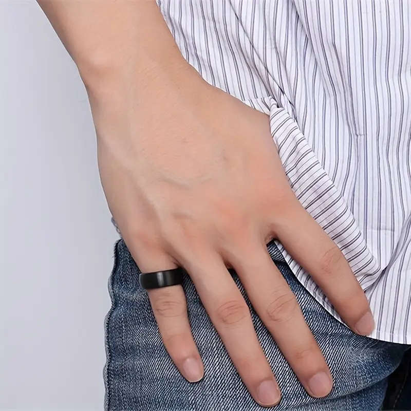 8mm Wide Matte Black Ring - Tungsten