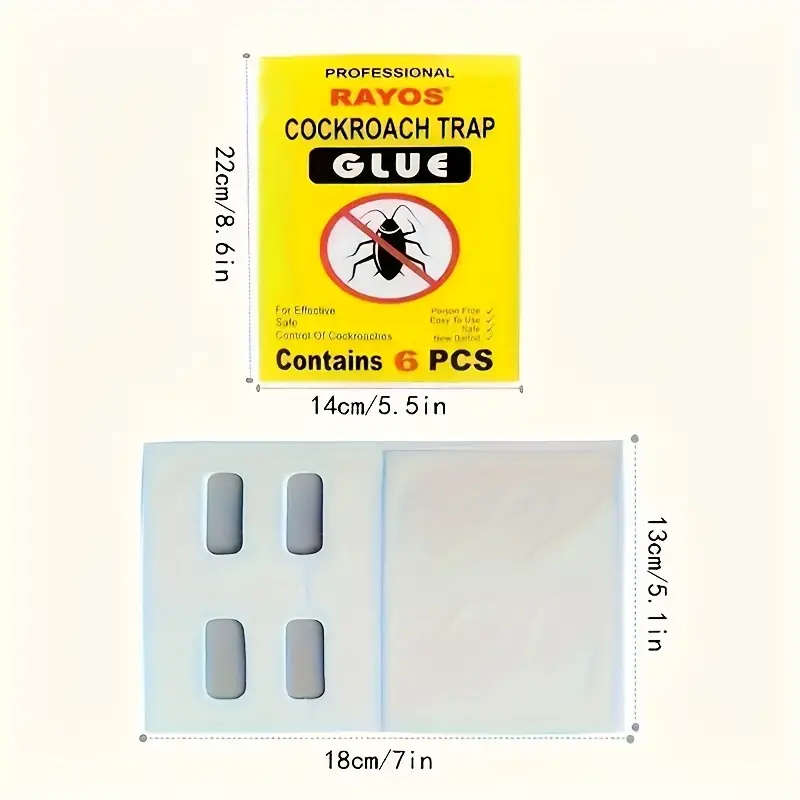 6pcs Sticky Cockroach Traps No Batteries Needed Safe Effective Pest Control for Indoors Outdoors Non