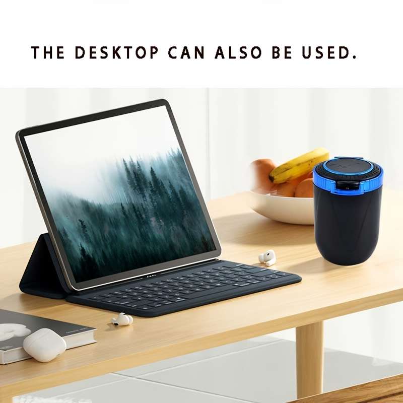 1pc Car-mounted Non-flammable Ashtray ABS + Metal Inner Structure One-Button Automatic Pop-up