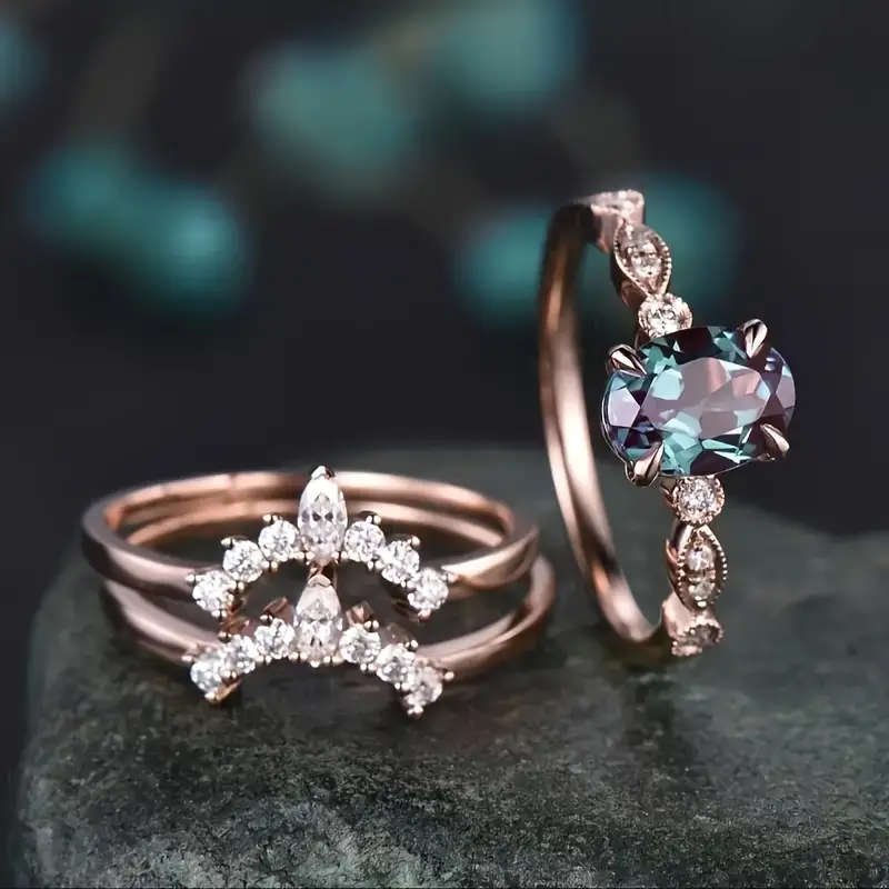 3 Pieces Sunflower Design Fashion Vintage Ring Set