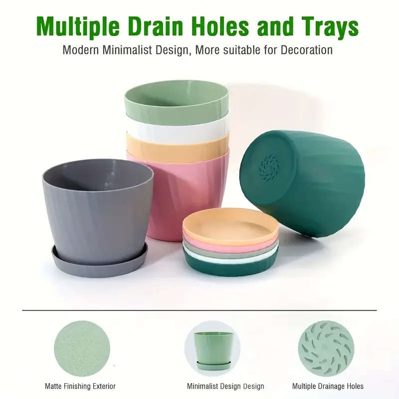 6 6-Inch Garden Pots White Pitting