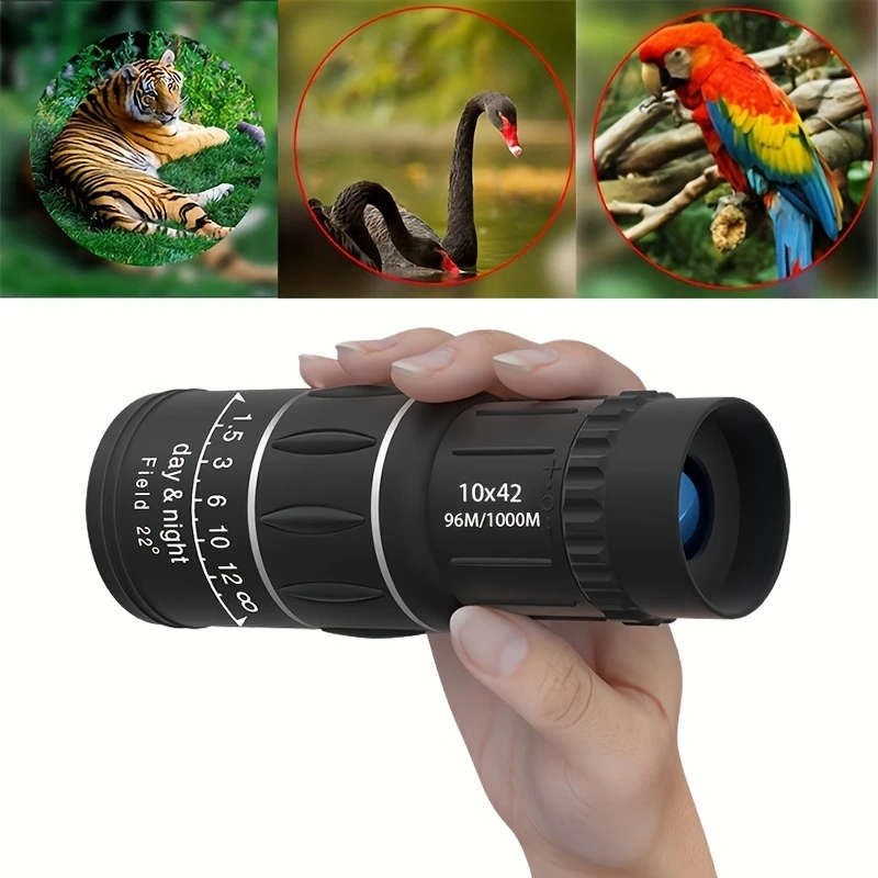 1pc High-Definition 10x42 Monocular Telescope with FMC Lens Manual Focus Durable ABS Perfect for Cam