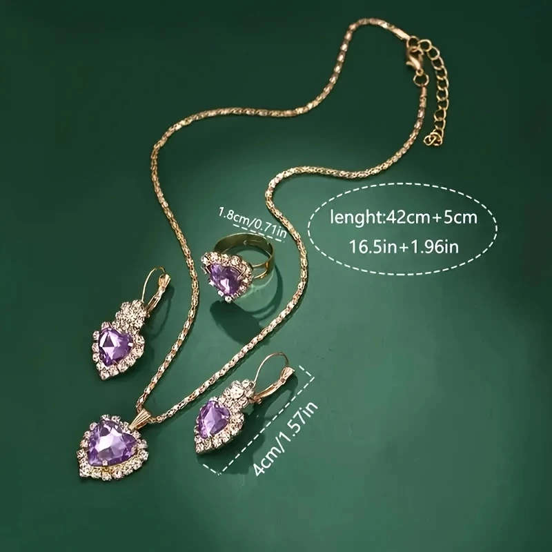 4pcs Set Elegant Women'S Fashion Round Dial Quartz Watch and Jewelry Set Shock-Resistant Analog Disp